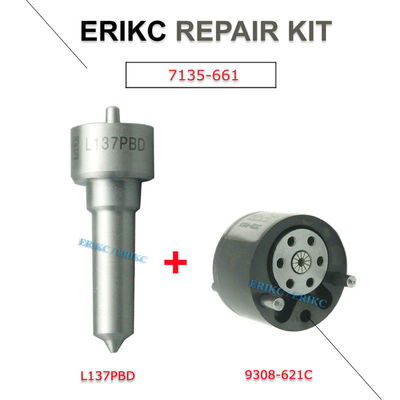 ERIKC 7135-661 fuel injector repair kits set L137PBD + 9308-621C valve and nozzle 9308 621c for EJBR02901D EJBR03701D