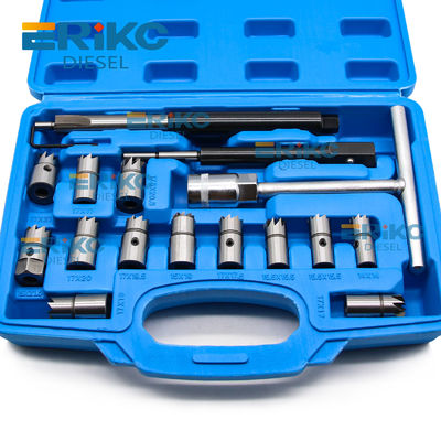 17PCS Fuel Injector Puller Removal Tool Auto Repair Tool Diesel Injector Seat Cutter Cleaner Set Vehicle Tools Kit for Universal Injector Cleaning