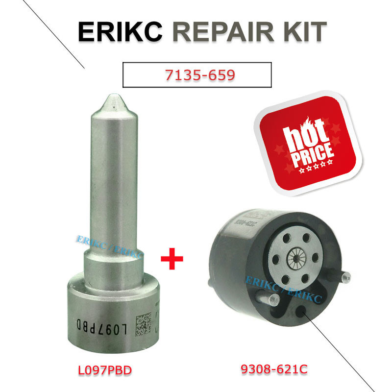 ERIKC 7135-659 common rail injector spare parts valve 28440421 28239294 9308-621C and nozzle L097PBD repair kit group