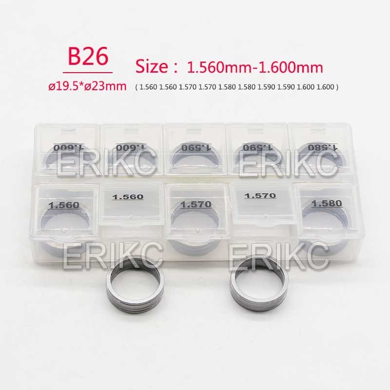 ERIKC Common Rail Lift Adjusting Shim B26 Injector Shims for Bosch Total 50 Pieces Size 1.56mm-1.60mm