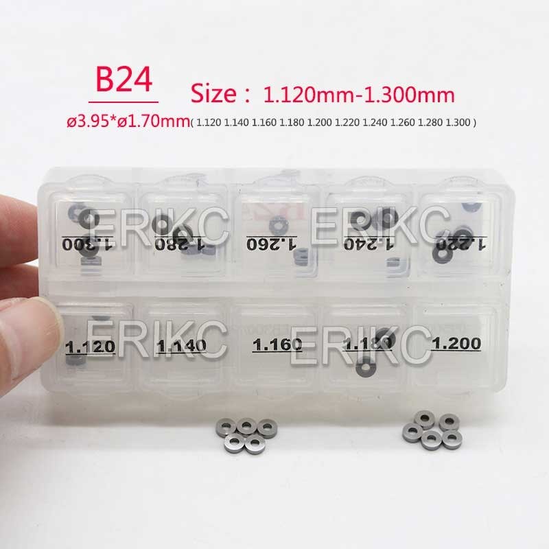 ERIKC Diesel Injector Shim B24 Common Rail Adjust Gasket Kit Spring Washer Shims Size 1.12-1.30mm for Denso